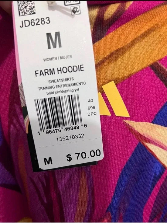 NWT Adidas x FARM RIO Cropped Hoodie - Picture 3 of 4
